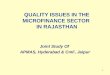 QUALITY ISSUES IN THE MICROFINANCE SECTOR  IN RAJASTHAN
