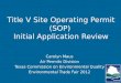 Title V Site Operating Permit (SOP)  Initial Application Review