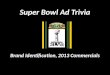 Super Bowl Ad Trivia Brand Identification,  2013  Commercials