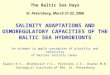 SALINITY ADAPTATIONS AND OSMOREGULATORY CAPACITIES OF THE BALTIC SEA HYDROBIONTS