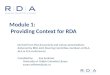 Module 1:  Providing Context for RDA