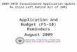 2009-2010 Consolidated Application Update No Child Left Behind Act of 2001