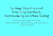 Setting Objectives and Providing Feedback, Summarizing and Note Taking