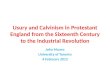 Usury and Calvinism in Protestant England from the Sixteenth Century to the Industrial Revolution