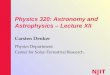 Physics 320: Astronomy and Astrophysics  –  Lecture XII