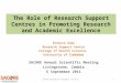 The Role of  Research Support  Centres in  Promoting Research  and  Academic Excellence