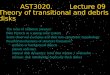 AST3020.        Lecture 09 Theory of transitional and debris  disks