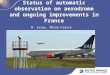 Status of automatic observation on aerodrome and ongoing improvements in France