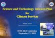 Science and Technology Infusion Plan for Climate Services