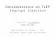 Considerations on TLEP (top-up) injection