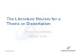 The Literature Review for a Thesis or Dissertation