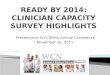 READY BY 2014: CLINICIAN CAPACITY SURVEY HIGHLIGHTS