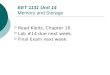 EET 1131 Unit 14 Memory and Storage