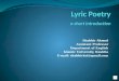 Lyric Poetry a short introduction