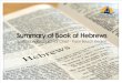 Summary of Hebrews  Chapter 13