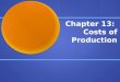 Chapter 13:  Costs of Production