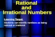 Rational  and  Irrational Numbers