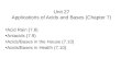 Unit 27 Applications of Acids and Bases (Chapter 7)