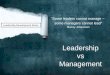 “Some leaders cannot manage –  some managers cannot lead” Murray  Johannsen
