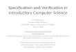 Specification and Verification  in  Introductory Computer Science