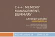 C++: Memory Management,  Summary