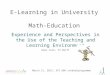 E-Learning in University  Math-Education
