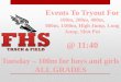 Events To Tryout For 100m, 200m, 400m, 800m, 1500m, High Jump, Long Jump, Shot Put