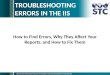 Troubleshooting Errors in the  IIS