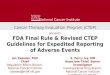 FDA Final Rule & Revised CTEP Guidelines for Expedited Reporting of Adverse Events