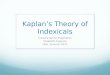 Kaplan’s Theory of  Indexicals