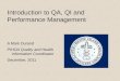 Introduction to QA, QI and  Performance Management