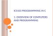 ICS103 Programming in C 1 : Overview of  Computers  And  Programming
