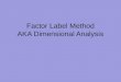Factor Label Method AKA Dimensional Analysis