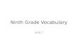 Ninth Grade Vocabulary