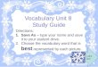 Vocabulary Unit 8  Study Guide