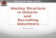 Hockey  Structure in Ontario  and  Recruiting Volunteers