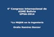 4° Congreso Internacional de ASME Bolivia UPSA-2014