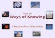 HCOM 301 Ways of Knowing