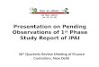 Presentation on Pending Observations of 1 st  Phase Study Report of IPAI