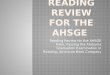 Reading Review for the  AHSGE