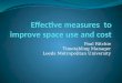 E ffective  measures  to improve space use and  cost