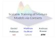 Scalable Training of Mixture Models via  Coresets
