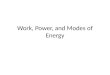Work, Power, and Modes of Energy
