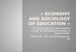 « Economy and Sociology of Education »