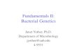 Fundamentals II: Bacterial Genetics
