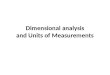 Dimensional analysis and Units of Measurements