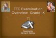 TTC Examination Overview  Grade IX