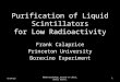 Purification of Liquid Scintillators for Low Radioactivity