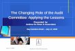 The Changing Role of the Audit Committee: Applying the Lessons