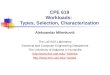 CPE 619 Workloads:  Types, Selection, Characterization